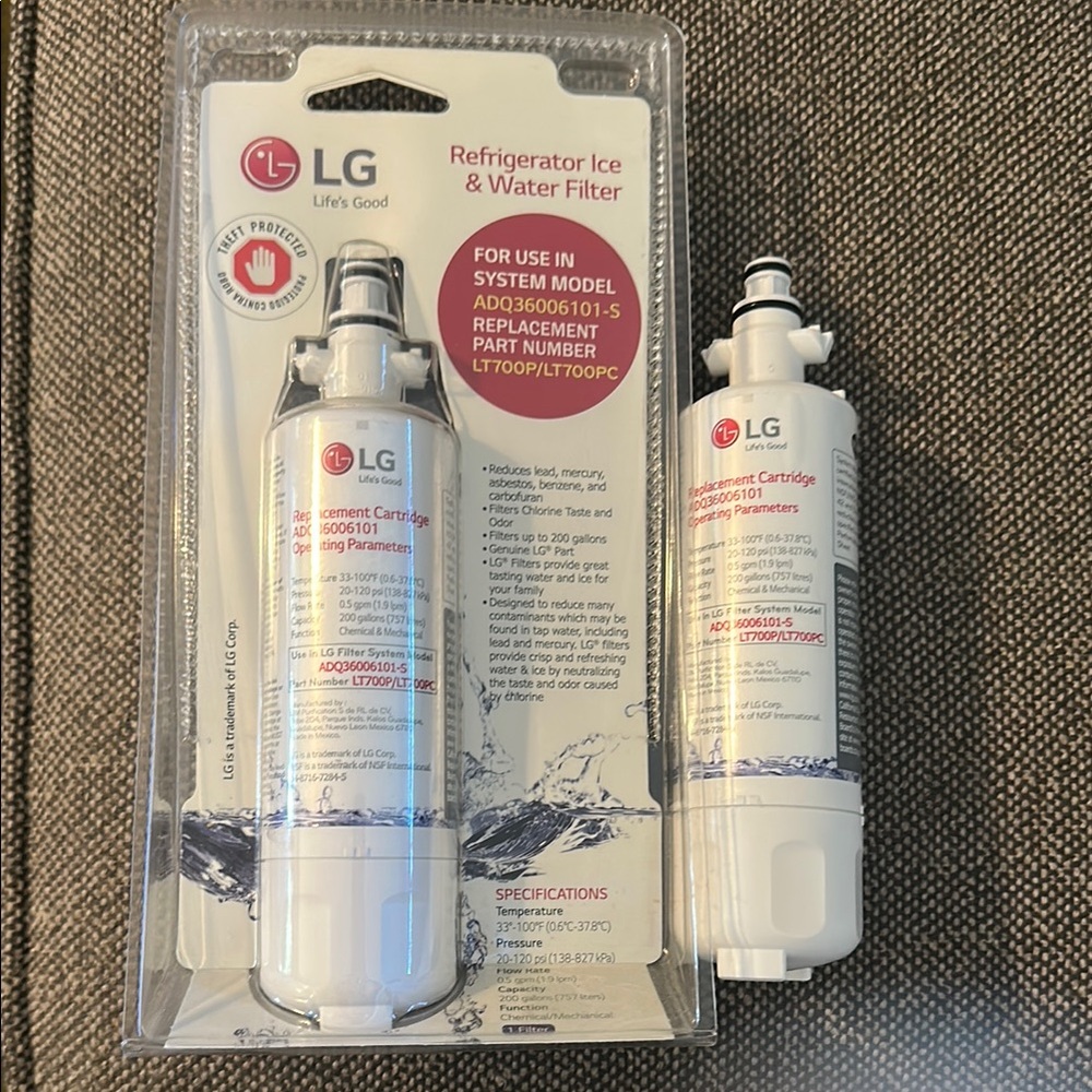 LG Refrigerator Ice & Water Filter LT700P/LT700PC for system ADQ36006101-S